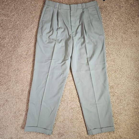 Dockers Other - Dockers Dress Slacks Men Tag 36x32 Act 36x30 Gray Pleated Cuffed Vintage Pants